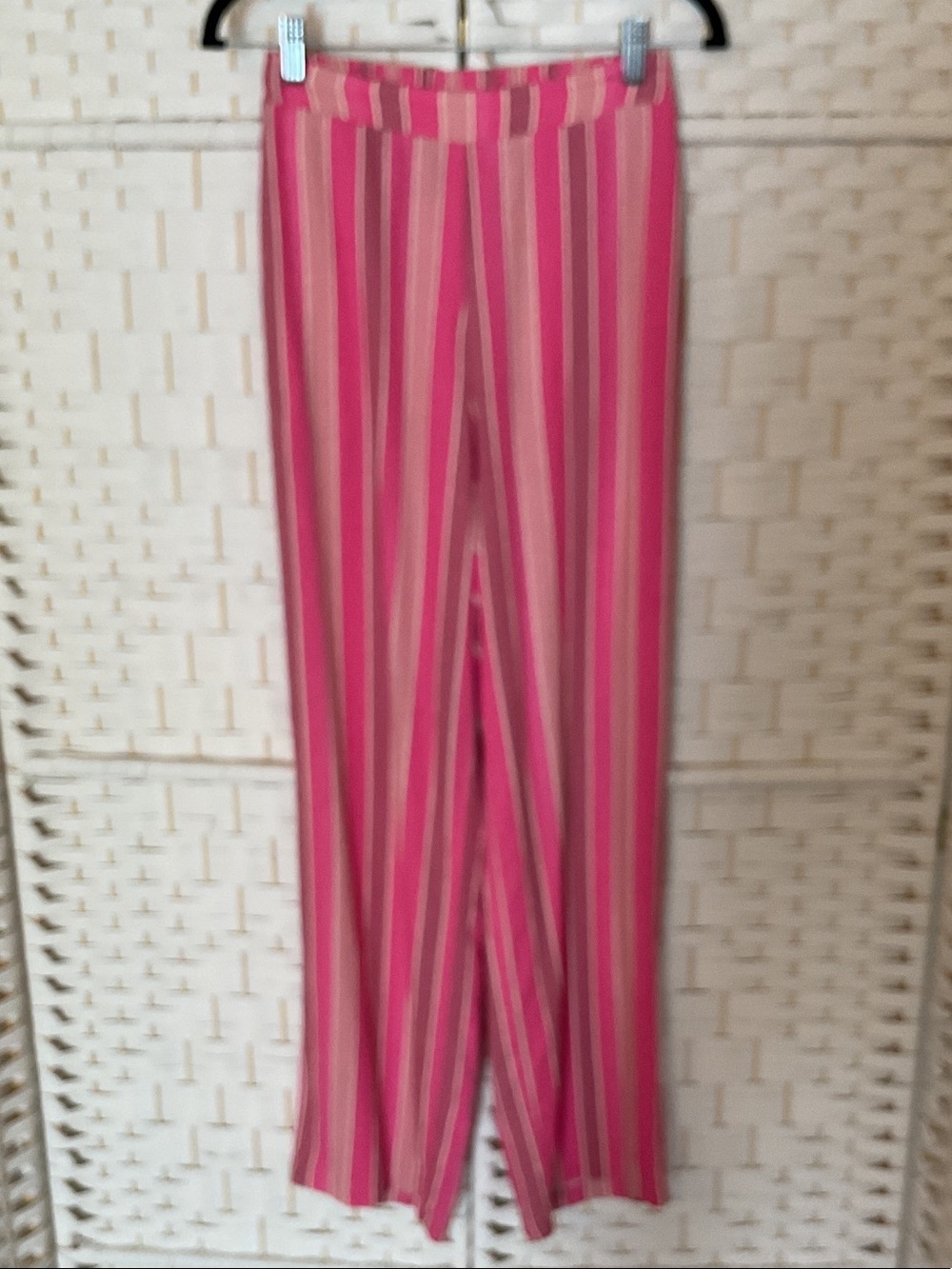 Wide Leg Striped Pants - Pink Stripe